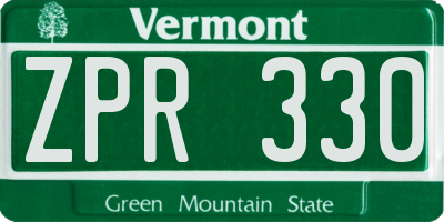 VT license plate ZPR330