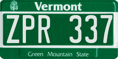 VT license plate ZPR337