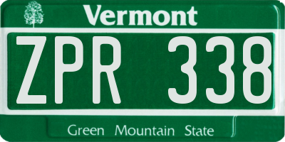 VT license plate ZPR338