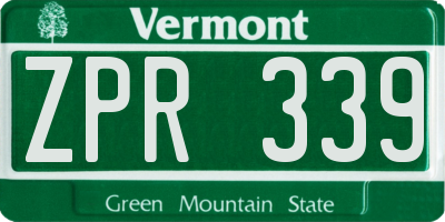 VT license plate ZPR339
