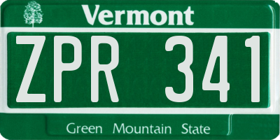 VT license plate ZPR341