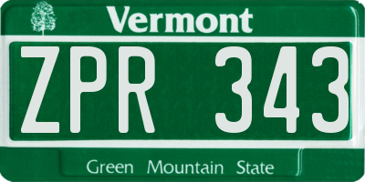 VT license plate ZPR343