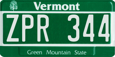 VT license plate ZPR344
