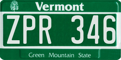 VT license plate ZPR346