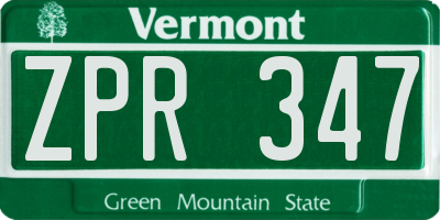 VT license plate ZPR347