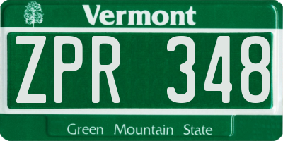 VT license plate ZPR348