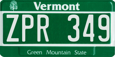 VT license plate ZPR349