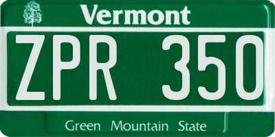 VT license plate ZPR350