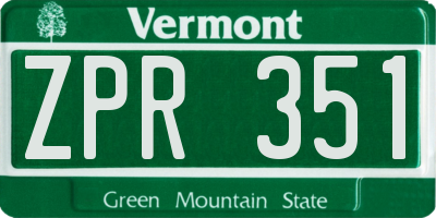 VT license plate ZPR351