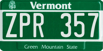 VT license plate ZPR357