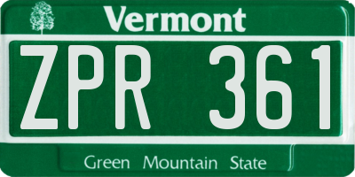 VT license plate ZPR361