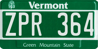 VT license plate ZPR364