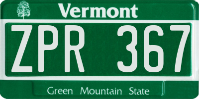 VT license plate ZPR367