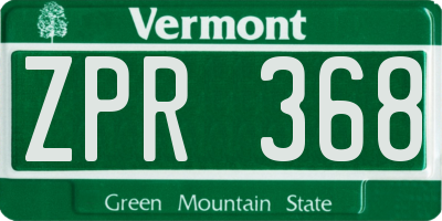 VT license plate ZPR368