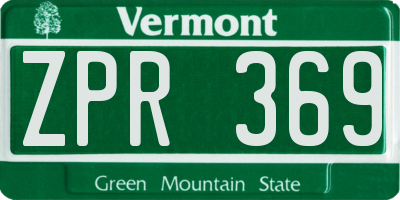 VT license plate ZPR369