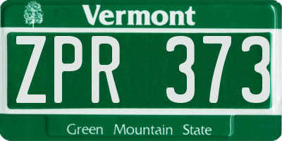 VT license plate ZPR373