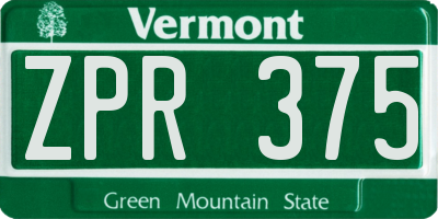 VT license plate ZPR375