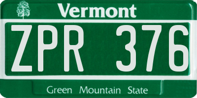VT license plate ZPR376