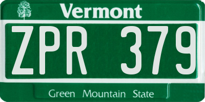 VT license plate ZPR379
