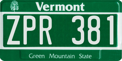VT license plate ZPR381