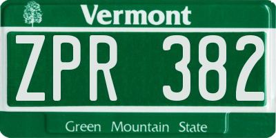 VT license plate ZPR382