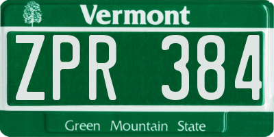 VT license plate ZPR384