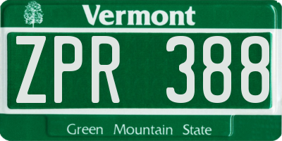 VT license plate ZPR388