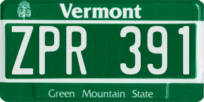 VT license plate ZPR391
