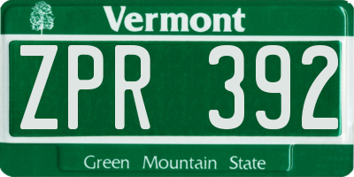 VT license plate ZPR392