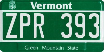 VT license plate ZPR393