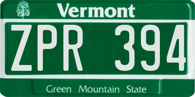 VT license plate ZPR394