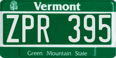 VT license plate ZPR395
