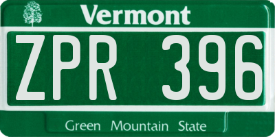 VT license plate ZPR396