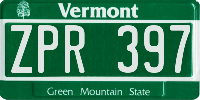 VT license plate ZPR397