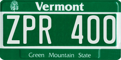VT license plate ZPR400