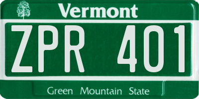 VT license plate ZPR401