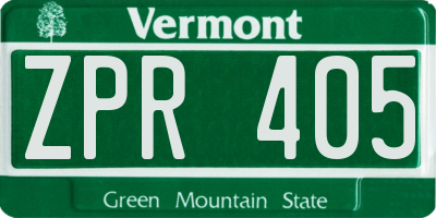 VT license plate ZPR405