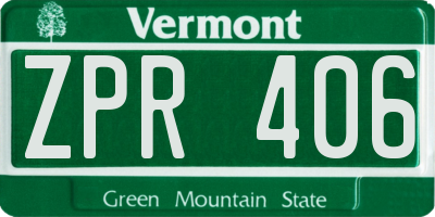 VT license plate ZPR406