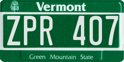 VT license plate ZPR407