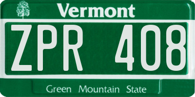 VT license plate ZPR408