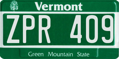 VT license plate ZPR409