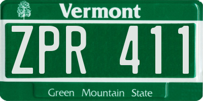 VT license plate ZPR411