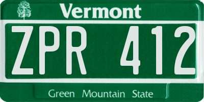 VT license plate ZPR412