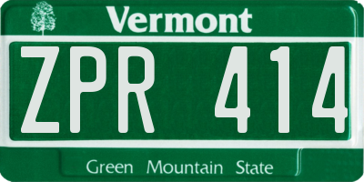 VT license plate ZPR414
