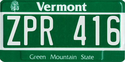 VT license plate ZPR416