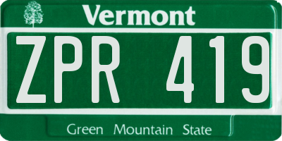 VT license plate ZPR419