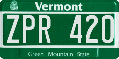 VT license plate ZPR420