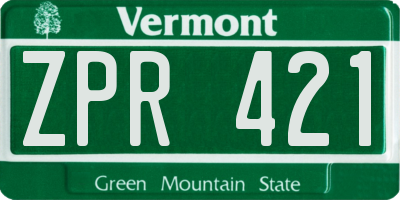 VT license plate ZPR421