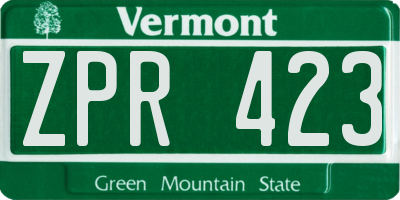 VT license plate ZPR423