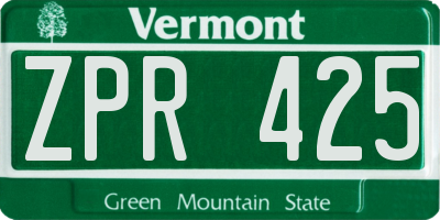 VT license plate ZPR425